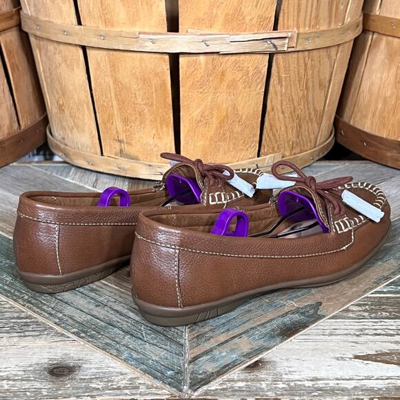 Hotter Honiton Dark Tan Brown Leather Lace-Up Driving Mocs Loafers Womens 6.5 - Picture 4 of 9
